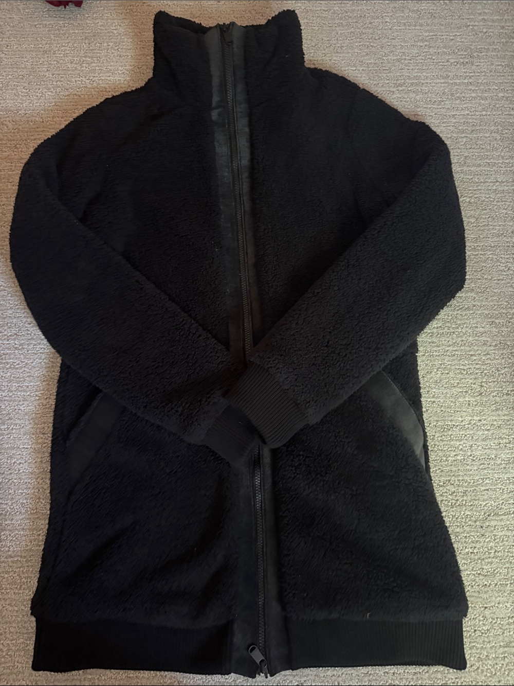 Athleta Black Sherpa Zip-Up Jacket